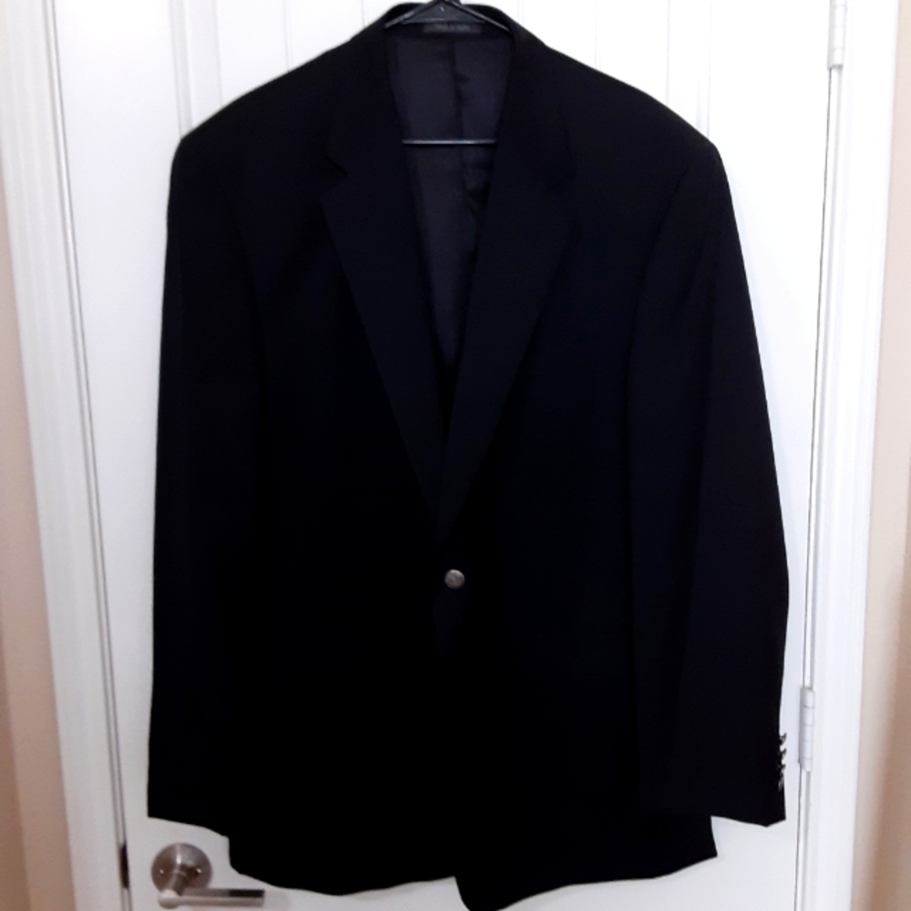 CHAPS, Est. 1978, Blk Wool Blazer with Logo Buttons Size 46 L